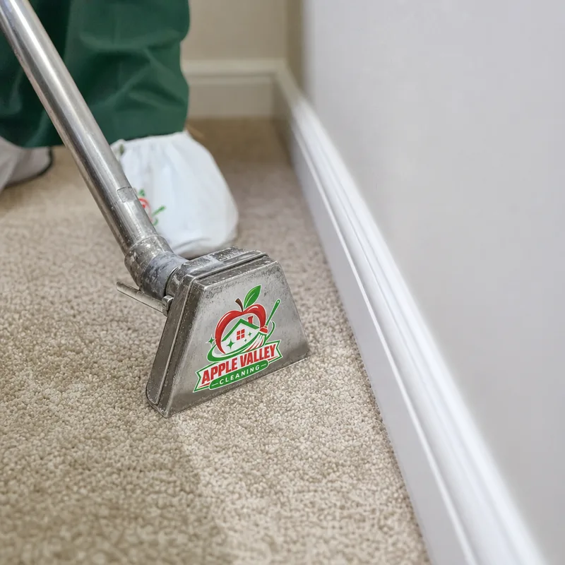 Fresh vacuum lines beside a clean baseboard and carefully finished carpet edge